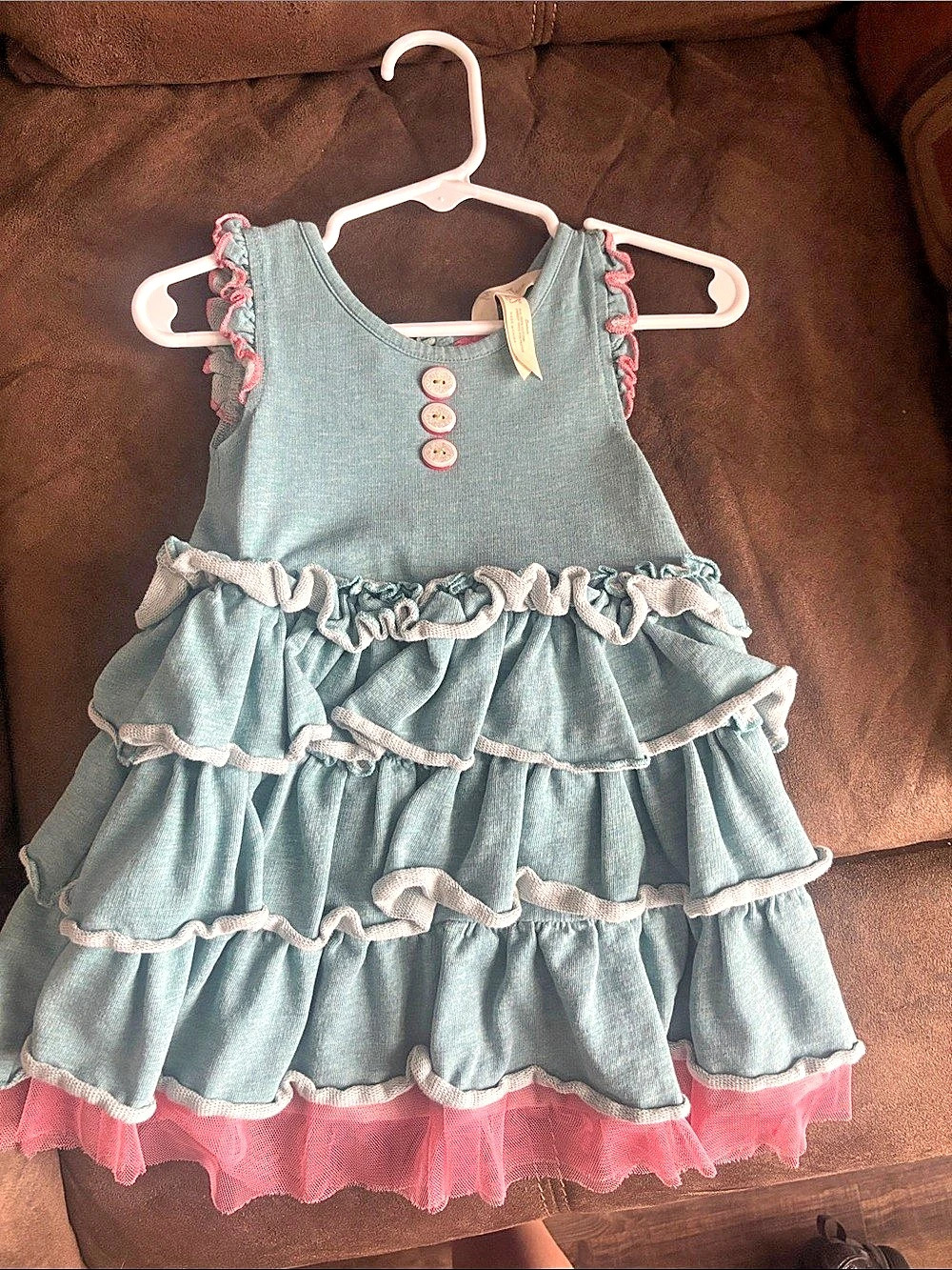 Matilda Jane Girls Layered Ruffle Dress in Blue & Pink